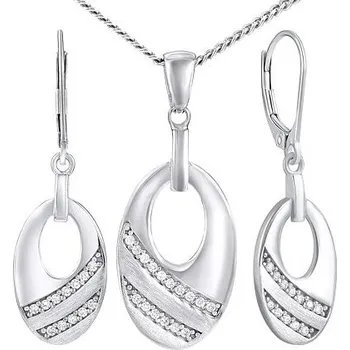 Souprava šperků Stříbrná souprava šperků se zirkony - náušnice a přívěsek QRS64E