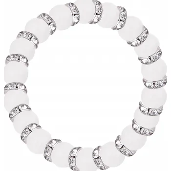 Náramek biju Náramek z umělých korálků a koleček se zirkony 5112-9 - bílé barvy 2001470-2