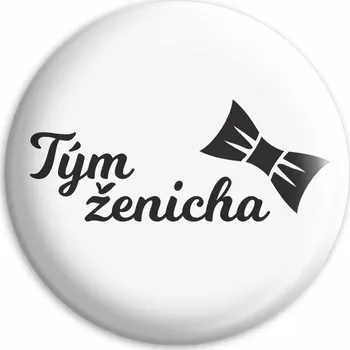 Placka Tým ženicha s motýlkem, (Bílá)