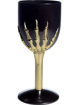 Karnevalový doplněk Fiestas Guirca Černý transparentní pohár s lebkami 18 cm