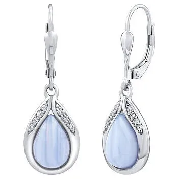 Náušnice Stříbrné náušnice visací s přírodním Achátem JST13327BA