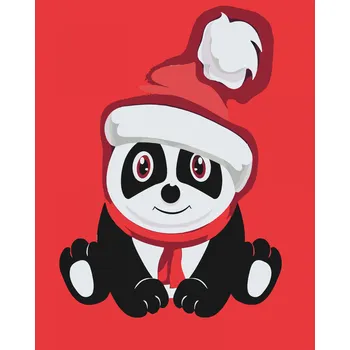 Malování podle čísel - Vánoční panda Velikost: 40x50cm, Rámování: Pouze srolované plátno