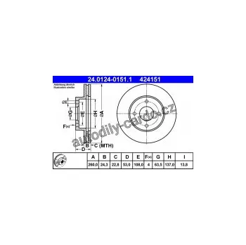 Brzdový kotouč Brzdový kotouč ATE 24.0124-0151 (AT 424151) - FORD