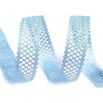 Jedlá dekorace na dort Saténová stuha s výsekem - modrá - 22mm / 9m