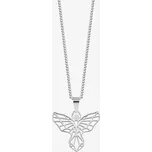 Přívěsek s řetízkem Origami Angel, anděl z chirurgické oceli s kubickou zirkonií Preciosa
