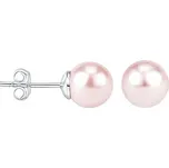 Stříbrné náušnice pecky puzetkové s růžovou perlou Swarovski® Crystals VSW045LPS
