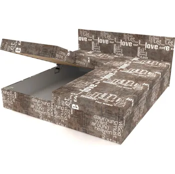 Postel Dvoupostel polohovací Words hnědá 200 × 180 cm