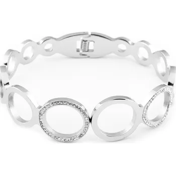 Náramek biju Náramek na ruku z chirurgické oceli - pevný, kolečka se zirkony 2001559