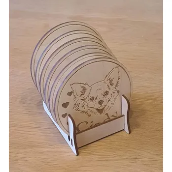 Podtácek Podtácky se stojánkem Čivava dlouhosrstá s vlastním jménem 6 ks