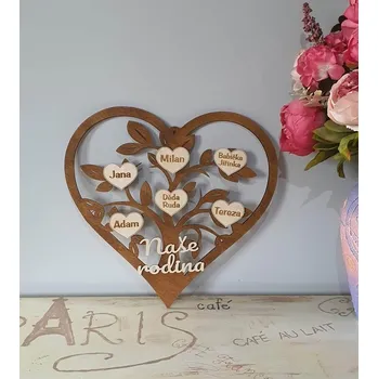 Strom života Srdce s Vašimi jmény výška 20 cm