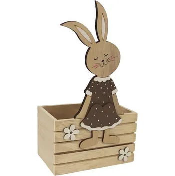 Velikonoční dekorace Dřevěná dekorace box, Zaječice 20 cm (Velikonoční dřevěný zajíc, zajíček,jaro, Velikonoce)