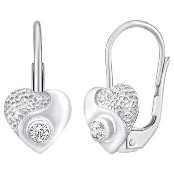 Náušnice Stříbrné náušnice srdce s čirými Brilliance Zirconia SILVEGO70205W