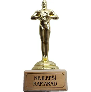 Luxusní trofej Oskar „Nejlepší kamarád“ ve zlaté barvě s mramorovým podstavcem 18 cm – originální dárek pro nejlepšího kamaráda