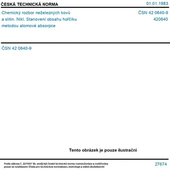 ČSN 42 0640-9 - Chemický rozbor neželezných kovů a slitin. Nikl. Stanovení obsahu hořčíku metodou atomové absorpce - Tisk