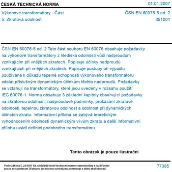 ČSN EN 60076-5 ed. 2 - Výkonové transformátory - Část 5: Zkratová odolnost - Tisk