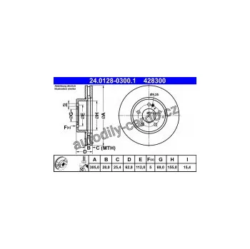 Brzdový kotouč Brzdový kotouč ATE 24.0128-0300 (AT 428300)