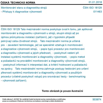 ČSN ISO 18129 - Monitorování stavu a diagnostika strojů - Přístupy k diagnostice výkonnosti - Tisk