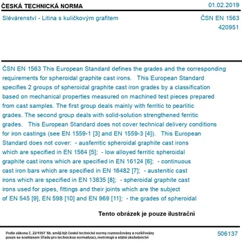 ČSN EN 1563 - Slévárenství - Litina s kuličkovým grafitem - Tisk