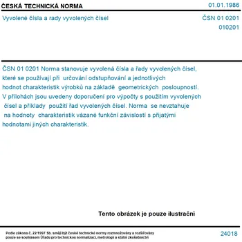 ČSN 01 0201 - Vyvolené čísla a rady vyvolených čísel - Tisk