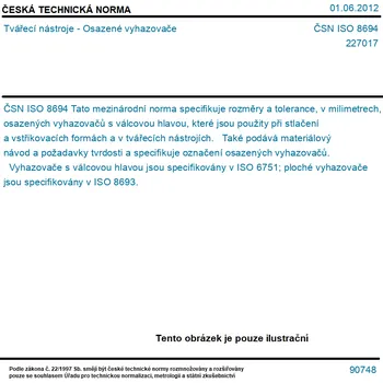 ČSN ISO 8694 - Tvářecí nástroje - Osazené vyhazovače - Tisk