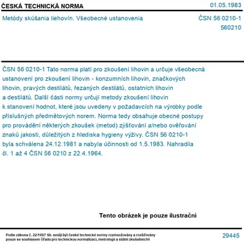 ČSN 56 0210-1 - Metódy skúšania liehovín. Všeobecné ustanovenia - Tisk