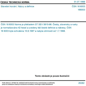 ČSN 16 6003 - Stavební kování. Názvy a definice - Tisk