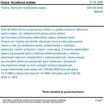 ČSN 80 0059 - Textilie. Stanovení elektrického odporu - Tisk