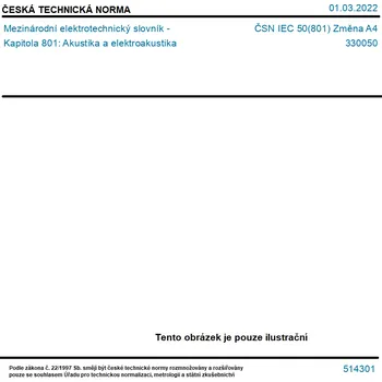 ČSN IEC 50(801) Změna A4 - Mezinárodní elektrotechnický slovník - Kapitola 801: Akustika a elektroakustika - Tisk