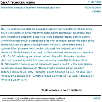 ČSN 49 0630 - Povrchová ochrana dřevěných konstrukcí proti ohni - Tisk