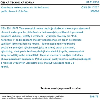 ČSN EN 17077 - Klasifikace vrstev prachu do tříd hořlavosti podle chování při hoření - Tisk