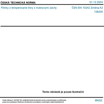 ČSN EN 10242 Změna A2 - Fitinky z temperované litiny s trubkovými závity - Tisk