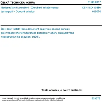 ČSN ISO 10880 - Nedestruktivní zkoušení - Zkoušení infračervenou termografií - Obecné principy - Tisk