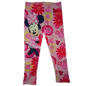 Dívčí světle růžové legínky s květinami a Minnie. 98