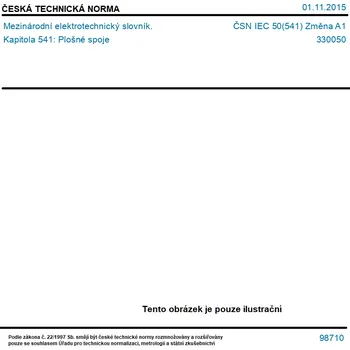 ČSN IEC 50(541) Změna A1 - Mezinárodní elektrotechnický slovník. Kapitola 541: Plošné spoje - Tisk