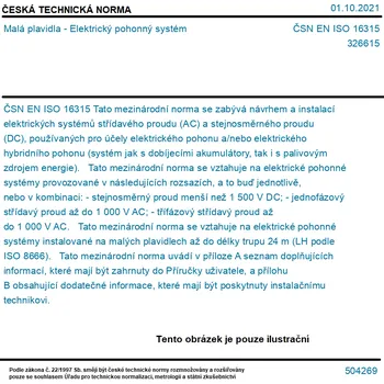 ČSN EN ISO 16315 - Malá plavidla - Elektrický pohonný systém - Tisk