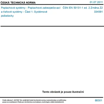 ČSN EN 50131-1 ed. 2 Změna Z2 - Poplachové systémy - Poplachové zabezpečovací a tísňové systémy - Část 1: Systémové požadavky - Tisk