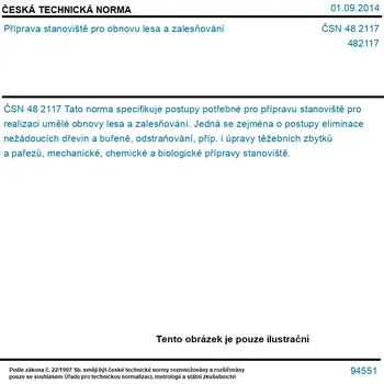 ČSN 48 2117 - Příprava stanoviště pro obnovu lesa a zalesňování - Tisk