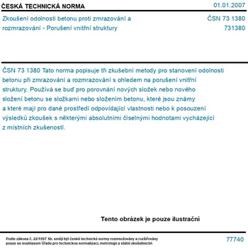 ČSN 73 1380 - Zkoušení odolnosti betonu proti zmrazování a rozmrazování - Porušení vnitřní struktury - Tisk