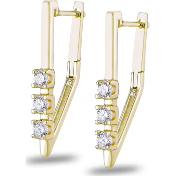 Náušnice biju Pozlacené náušnice 14k, zkosená linie ozdobená třemi zirkony 1002347