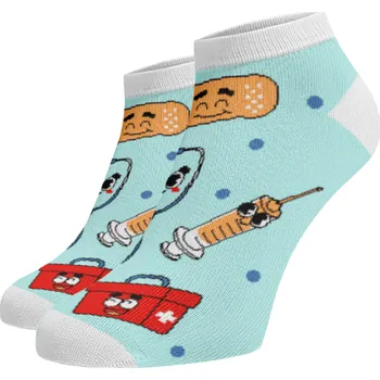 Dámské ponožky Veselé kotníkové ponožky - MEDICÍNA Světle modrá Bavlna 42-44