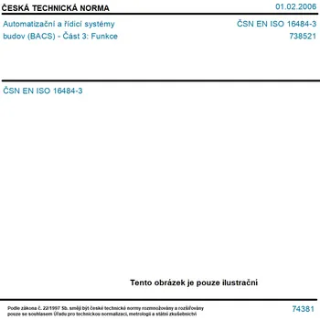 ČSN EN ISO 16484-3 - Automatizační a řídicí systémy budov (BACS) - Část 3: Funkce - Tisk