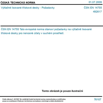 ČSN EN 14755 - Výtlačně lisované třískové desky - Požadavky - Tisk