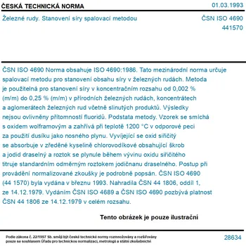 ČSN ISO 4690 - Železné rudy. Stanovení síry spalovací metodou - Tisk