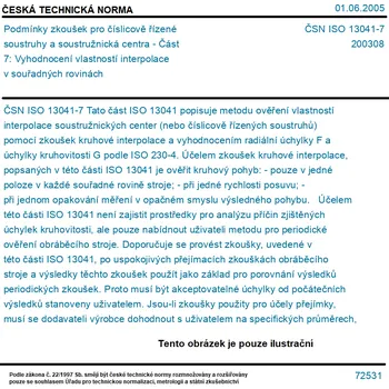 ČSN ISO 13041-7 - Podmínky zkoušek pro číslicově řízené soustruhy a soustružnická centra - Část 7: Vyhodnocení vlastností interpolace v souřadných rovinách - Tisk
