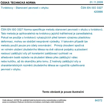ČSN EN ISO 3327 - Tvrdokovy - Stanovení pevnosti v ohybu - Tisk