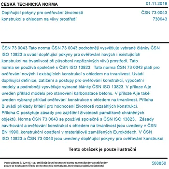 ČSN 73 0043 - Doplňující pokyny pro ověřování životnosti konstrukcí s ohledem na vlivy prostředí - Tisk
