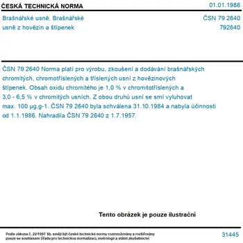 ČSN 79 2640 - Brašnářské usně. Brašnářské usně z hovězin a štípenek - Tisk