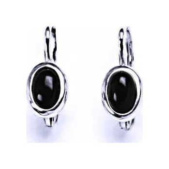 Drahý kámen Zlaté náušnice, bílé i žluté zlato, přírodní Onyx 6x4 mm , NK 1353 (onyx 6x4 mm)