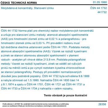 ČSN 44 1732 - Molybdenové koncentráty. Stanovení zinku - Tisk