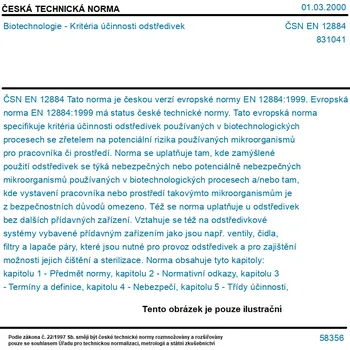 ČSN EN 12884 - Biotechnologie - Kritéria účinnosti odstředivek - Tisk